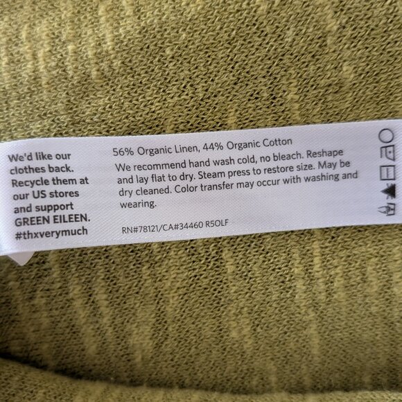 Eileen Fisher Apple Green Organic Linen & Cotton Long Sleeve Tunic - Picture 4 of 4